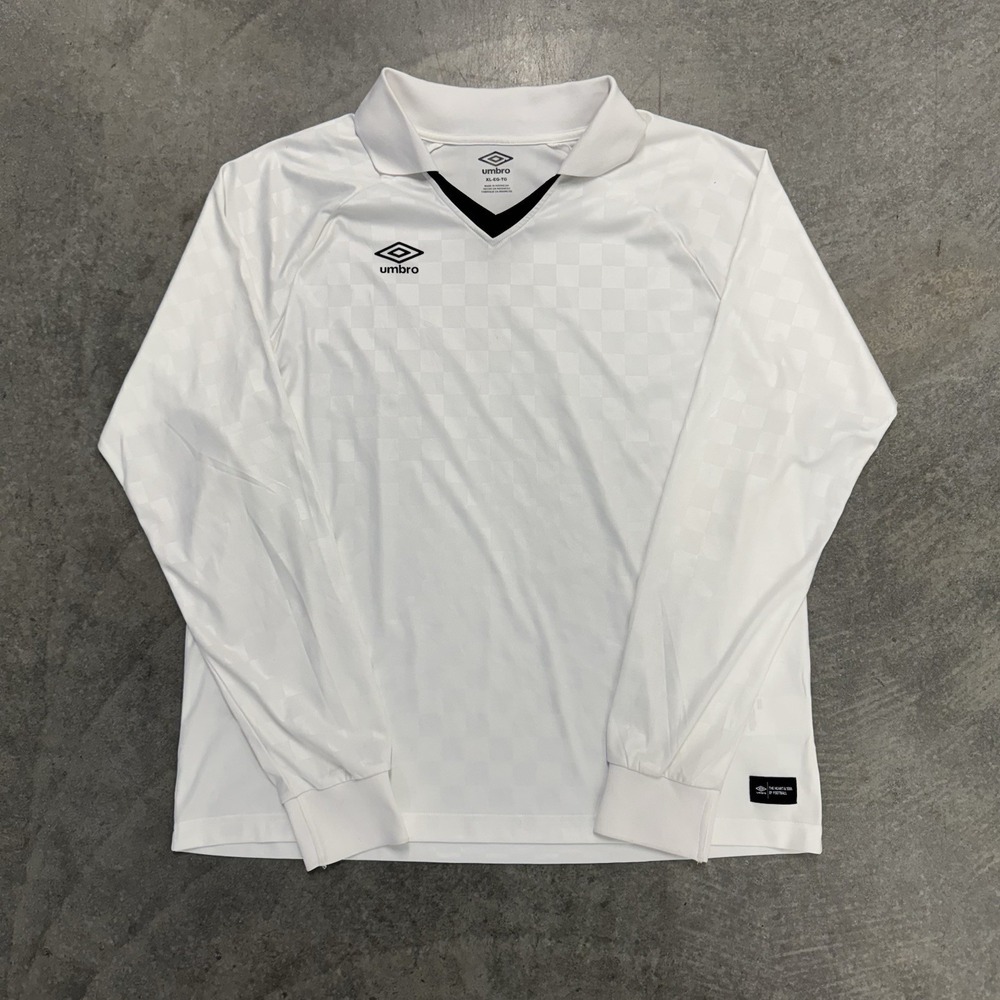 UMBRO L SIZE V-NECK COLLARED $80 NWT LONG SLEEVE CHECKERBOARD MENS SPORT SHIRT